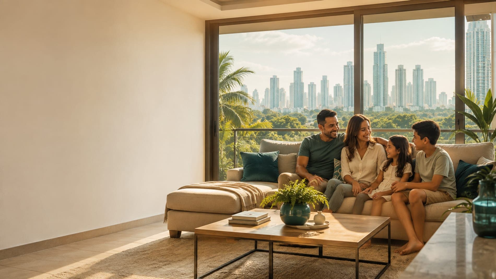 Una familia en su hogar en Panamá